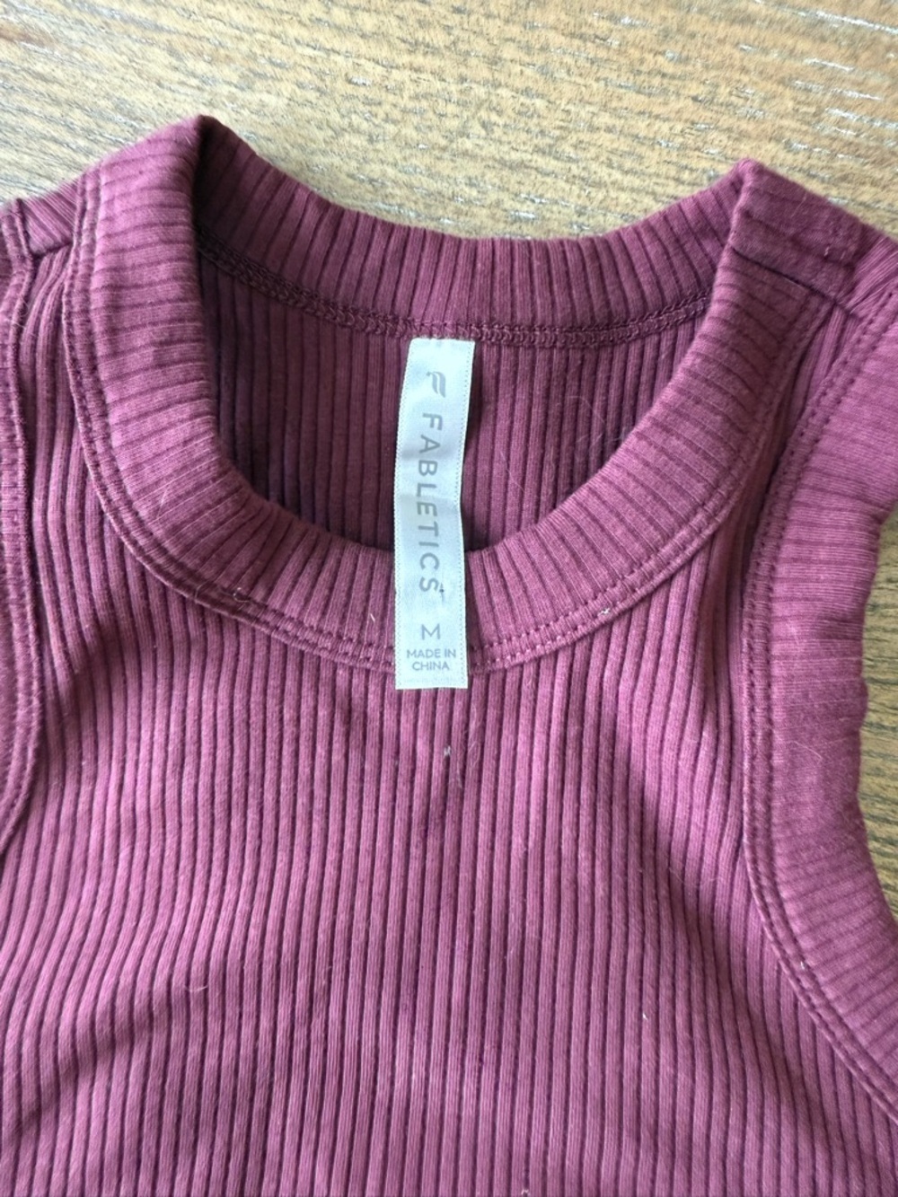 Fabletics Ribbed Tank & Cropped Racerback Set - Burgundy & Teal - Picture 3 of 3